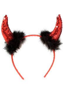cornes de diable, accessoire déguisement halloween, accessoire diable déguisement, cornes de diables halloween, Cornes de Diable, Sequins Rouges