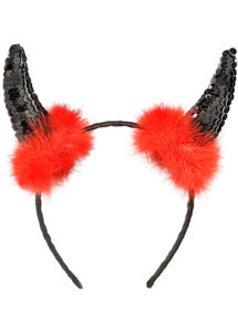 cornes de diable, accessoire déguisement halloween, accessoire diable déguisement, cornes de diables halloween, Cornes de Diable, Sequins Noirs