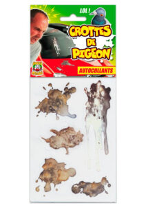 faux caca de pigeon, farce et attrape, fausses crottes de pigeons, Autocollants Cacas de Pigeon