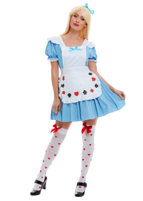 costume alice, déguisement alice au pays des merveilles, costume alice, déguisement dessin animé, costume d'Alice, déguisement alice femme, Déguisement Alice, avec Tablier Cartes