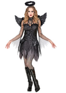 déguisement d'ange noir femme, déguisement ange noir halloween, déguisement soirée ange et démon femme, costume halloween femme, costume ange noir femme, déguisement ange de la mort halloween, Déguisement d’Ange Noir