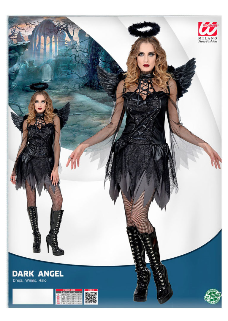 Winwild – Ailes D'ange Noir Avec Auréole, Costume Halloween, Plumes Cygne, Taille Enfant (45x35 Cm)