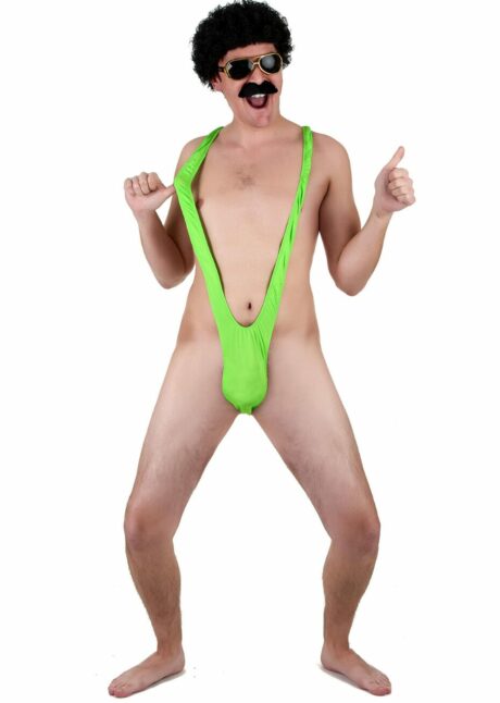 déguisement borat, déguisement EVG, mankini de Borat, maillot vert Borat, Déguisement Mankini Vert Style Borat