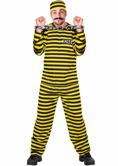 déguisement de Dalton, costume de prisonnier, Déguisement Prisonnier Rayé Jaune et Noir