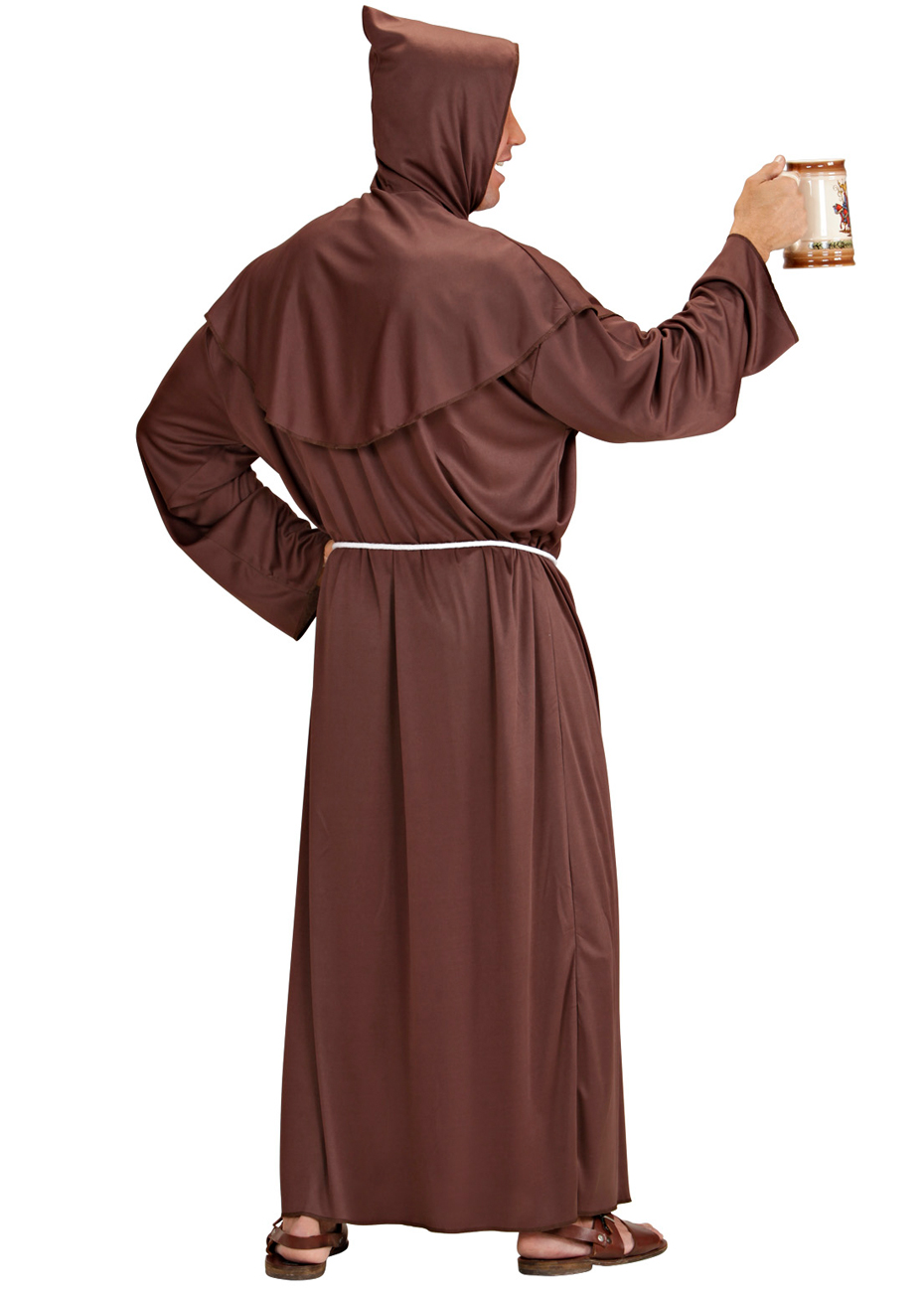 Costume De Moine Médiéval Pour Halloween Et Cosplay - Robe à Capuche Avec Ceinture Corde, Croix Et Gants Squelette - Taille Unique Adulte Unisexe