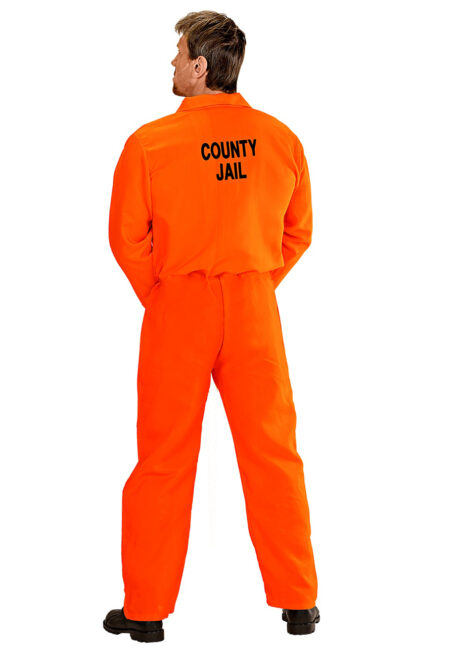 Prisonnier En Orange Est Menotté Par La Police. Complet Du Corps