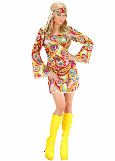 déguisement hippie femme, costume de hippie femme, déguisement robe hippie femme, soirée à thème hippie, Déguisement Hippie Girl, 70s