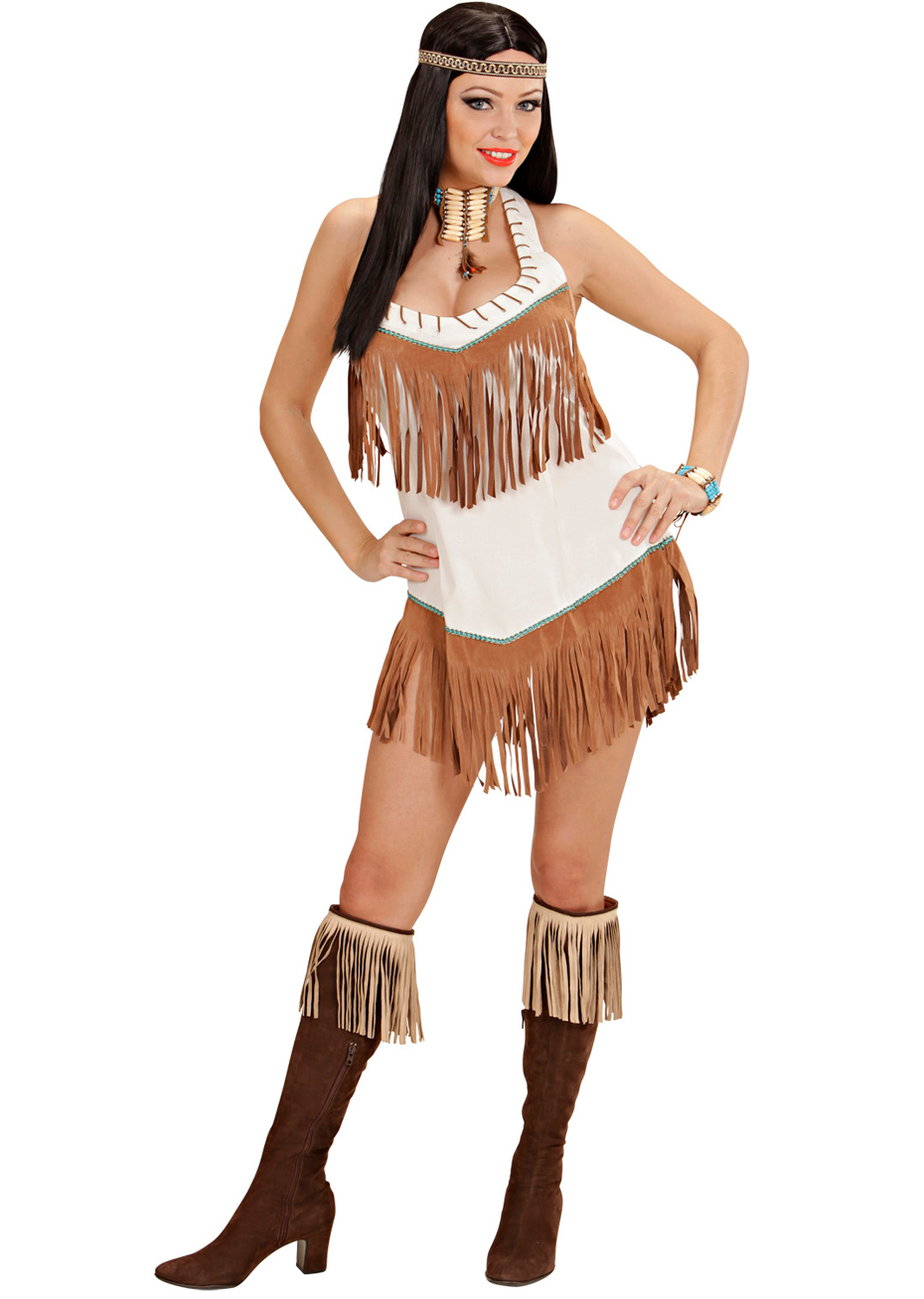 Déguisement Indienne Apache Femme - Robe, Gants Et Serre-tête - Taille XS/S - Thème Pocahontas