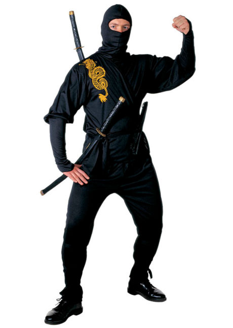 déguisement de ninja homme, déguisement de ninja adulte, costume de ninja, déguisement japonais homme, déguisement asie adulte, Déguisement Ninja, Noir et Or