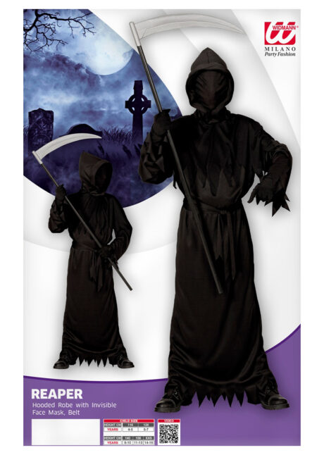 Costume de la mort avec masque lumineux, enfant