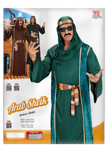 déguisement de prince arabe, déguisement oriental, déguisement sheik arabe, costume sheik arabe, déguisement roi du pétrole, Déguisement de Sheik Arabe, 3 Modèles