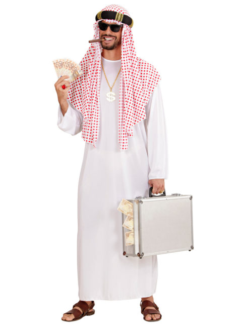déguisement de prince arabe, déguisement oriental, déguisement sheik arabe, costume sheik arabe, déguisement roi du pétrole, Déguisement de Sheik Arabe, Foulard Rouge et Blanc
