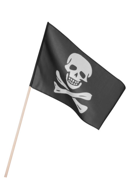 drapeau de pirate, décoration pirate, accessoire pirate déguisement, drapeau tête de mort, décoration halloween, Drapeau de Pirate sur Bâton