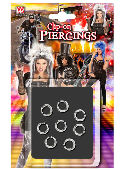 piercings, faux piercings, accessoire punk, boucles d'oreilles nez, Piercings Punk x 8, Clips