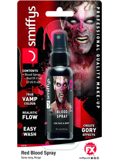 faux sang réaliste, faux sang, maquillage faux sang halloween, faux sang de vampire, faux sang paris, faux sang effets spéciaux, faux sang en spray, Faux Sang en Spray, 59 ml