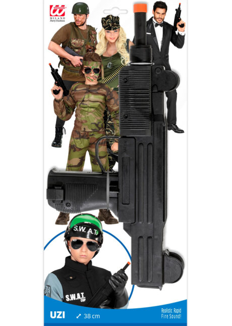 faux fusil d'assaut, fusil en plastique, arme en plastique, arme de déguisement, arme factice, révolver de déguisement, pistolet de déguisement, fausse arme en plastique pour déguisement, déguisement de policier, fusil M16 en plastique, fausse arme à feu, faux uzi mitrailleur, Fusil Uzi Mitrailleur, avec Son