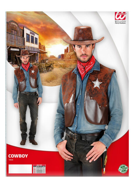 gilet de cowboy, Déguisement Cowboy, Gilet en Simili Cuir Marron