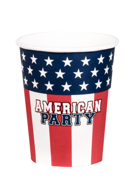 vaisselle jetable, gobelets en carton, vaisselle anniversaires, gobelets drapeau américain, Vaisselle Etats Unis, Gobelets American Party
