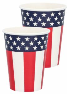 GOBELETS USA SOIREE A THEME, gobelets états unis, Gobelets en Carton USA – Drapeau Américain – 250 ml