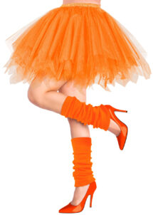 jambières orange fluo, guêtres orange fluo, jambières fluo, accessoire années 80