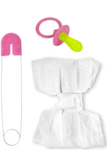 kit déguisement de bébé, kit bébé couche, couche bébé adulte, Kit de Bébé, avec Epingle à Nourrice, Rose