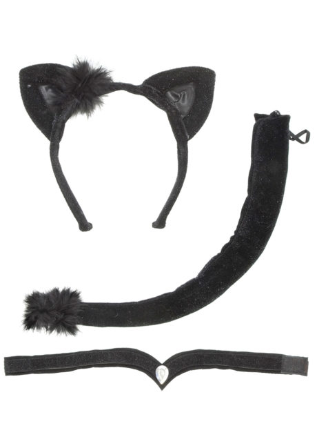 kit de chat, oreilles de chat, queue de chat, accessoires déguisement de chat, Kit Oreilles de Chat