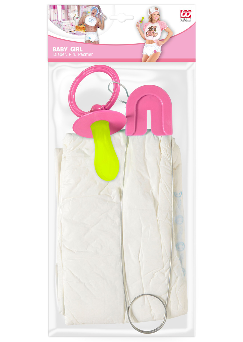 kit déguisement de bébé, kit bébé couche, couche bébé adulte, Kit de Bébé, avec Epingle à Nourrice, Rose