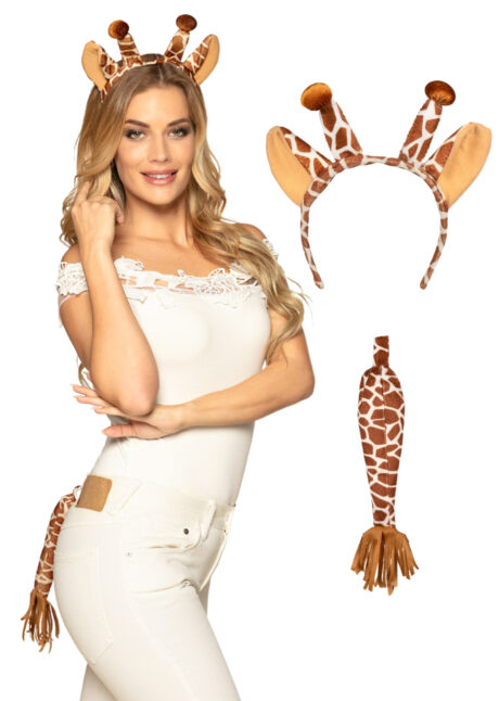 kit de girafe, accessoire déguisement de girafe, accessoire girafe, oreilles de girafe déguisement, queue de girafe déguisement, Kit de Girafe, Cornes et Queue