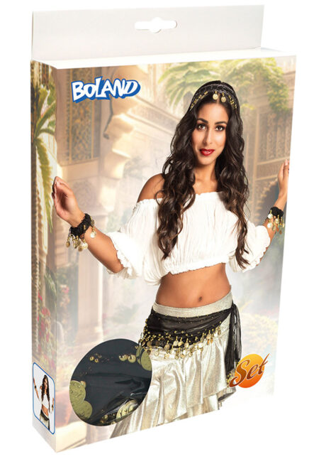 ceinture orientale, bandeau oriental, danseuse orientale, Ceinture Orientale avec Accessoires, Noir