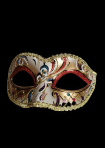 masque vénitien, loup vénitien, masque carnaval de Venise, masque paillettes, Masque Loup Vénitien, Dolce Or Paillettes Rouges