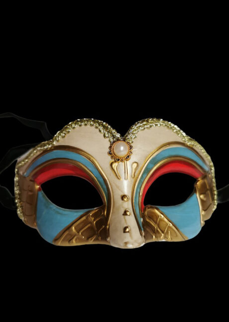 masque vénitien, loup vénitien, masque carnaval de Venise, Masque Loup Vénitien, Cabochon Bleu Ciel et Rouge
