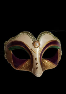 masque vénitien, loup vénitien, masque carnaval de Venise, Masque Loup Vénitien, Cabochon Violet et Vert