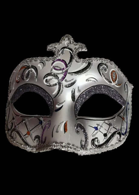 masque vénitien, loup vénitien, masque carnaval de Venise, masque paillettes, Masque Loup Vénitien, Dolce Pointe, Argent et Noir