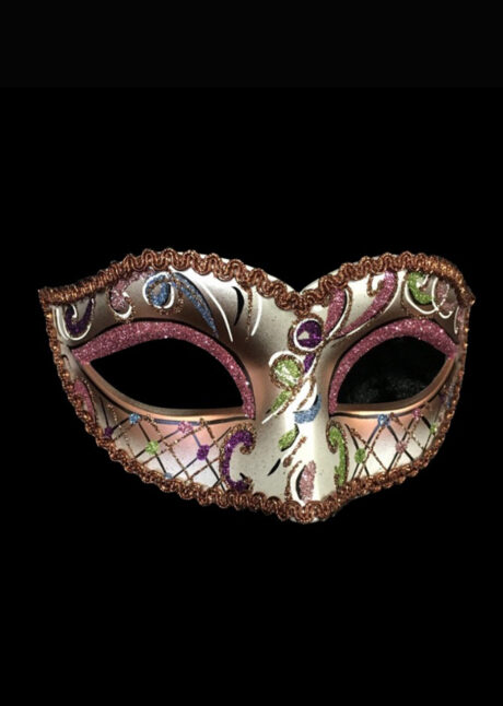 masque vénitien, loup vénitien, masque carnaval de Venise, masque paillettes, Venezia Dolce Paillettes Rose Gold, Vénitien Fait Main