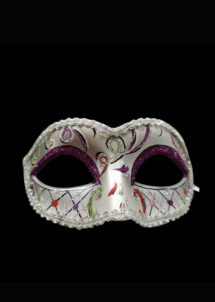 masque vénitien, loup vénitien, masque carnaval de Venise, masque paillettes, Masque Loup Vénitien, Dolce Argent Paillettes Violettes