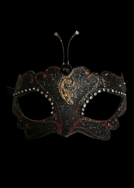 loup vénitien, masque vénitien, loup vénitien fait à la main, masque vénitien haute qualité, masque pour carnaval de venise, Libellula, Noir et Rouge, Vénitien Fait Main