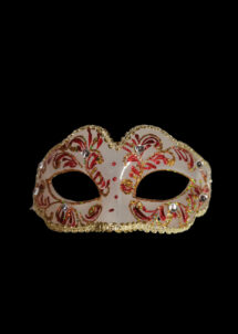 loup vénitien, bal masqué, masque vénitien, masque carnaval de Venise, Masque Loup Vénitien, Semi-Transparent, Paillettes Rouges