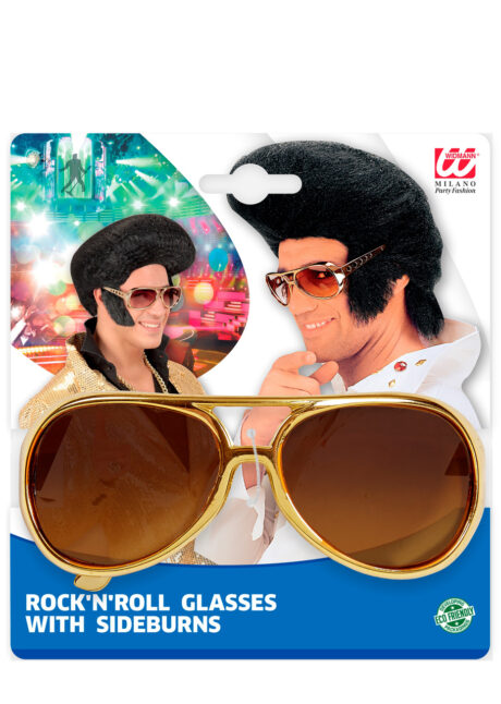 lunettes rock, lunettes Elvis, lunettes années 60, lunettes Elvis pattes, Lunettes Elvis avec Favoris Noirs