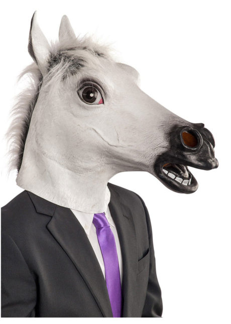 masque de cheval blanc, masque cheval latex, masque animal, masques animaux, Masque de Cheval Blanc, Latex