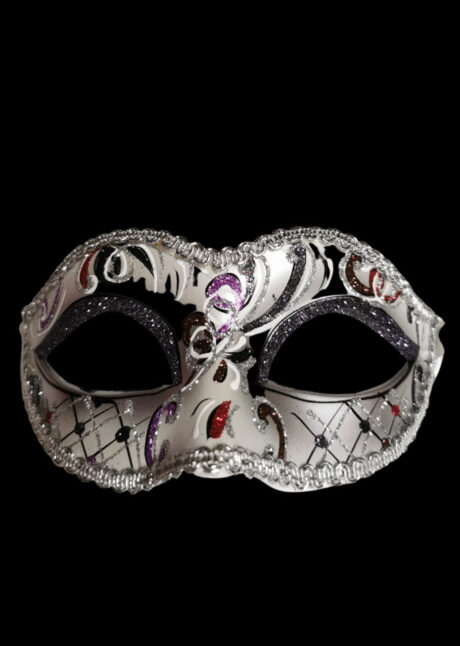 masque vénitien, loup vénitien, masque carnaval de Venise, masque paillettes, Venezia Dolce Argent Paillettes Noires, Vénitien Fait Main