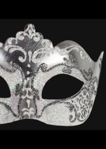 masque vénitien, loup vénitien, masque carnaval de venise, masque vénitien fait à la main, Vénitien, Stella, Blanc et Argent