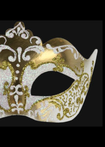 masque vénitien, loup vénitien, masque carnaval de venise, masque vénitien fait à la main, Vénitien, Stella, Or et Blanc Nacre