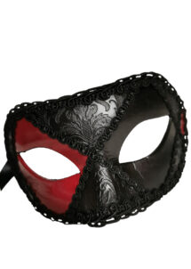 masque vénitien homme, masque carnaval de Venise, loup vénitien, masque vénitien, masque carnaval de venise, Broccato Rouge et Noir, Vénitien Fait Main