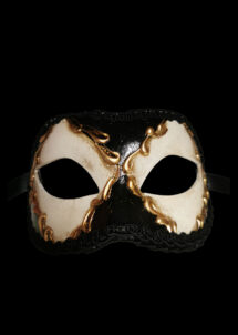 masque vénitien, loup vénitien, masque carnaval de Venise, masque noir et blanc, Civette Stucco, Noir et Blanc, Vénitien Fait Main