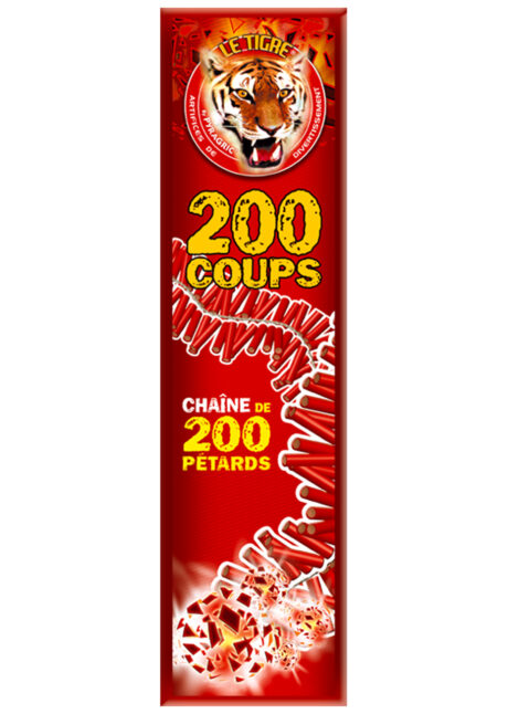 MITRAILLETTE-200-COUPS, chaîne de pétards, Pétards, Mitraillette 200 Coups, Le Tigre