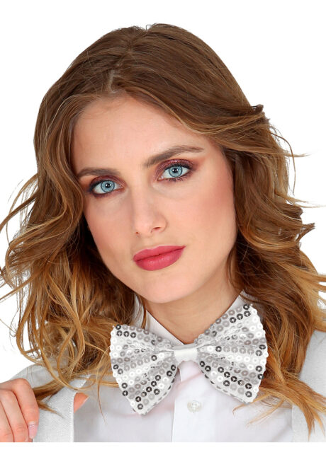 noeud papillon argent sequins, noeud papillon argent, Noeud Papillon, Paillettes Sequins, Argent