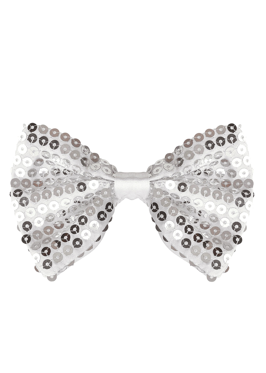 Noeud papillon argenté paillettes