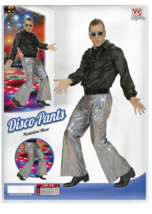 pantalon disco, déguisement disco pantalon, pantalon argenté disco, pantalon pattes d'eph, pattes d'éléphant, pantalon pattes def