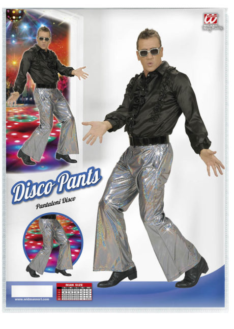 pantalon disco, déguisement disco pantalon, pantalon argenté disco, pantalon pattes d'eph, pattes d'éléphant, pantalon pattes def, Pantalon Disco, Argent Hologramme