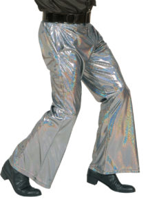 pantalon disco, déguisement disco pantalon, pantalon argenté disco, pantalon pattes d'eph, pattes d'éléphant, pantalon pattes def, Pantalon Disco, Argent Hologramme